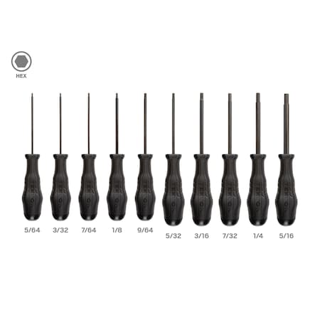 Tekton Hex High-Torque Black Oxide Blade Screwdriver Set, 10-Piece (5/64-5/16 in.) DHX91101